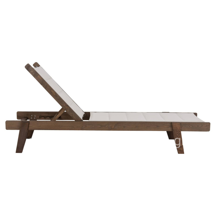 BEACH LOUNGER MILOS HM10685.01 BEECH WOOD IN WALNUT-ECRU TEXTILENE CUSHION COVER 204x65x92,5Hcm.