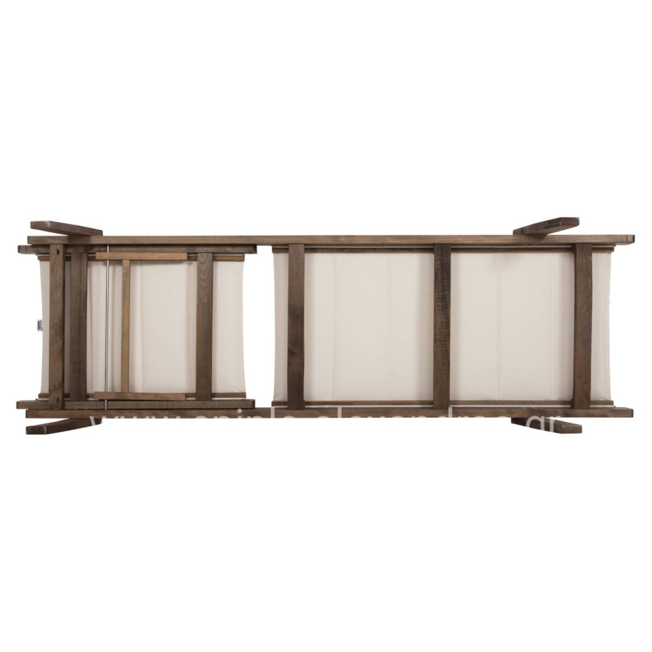 BEACH LOUNGER MILOS HM10685.01 BEECH WOOD IN WALNUT-ECRU TEXTILENE CUSHION COVER 204x65x92,5Hcm.