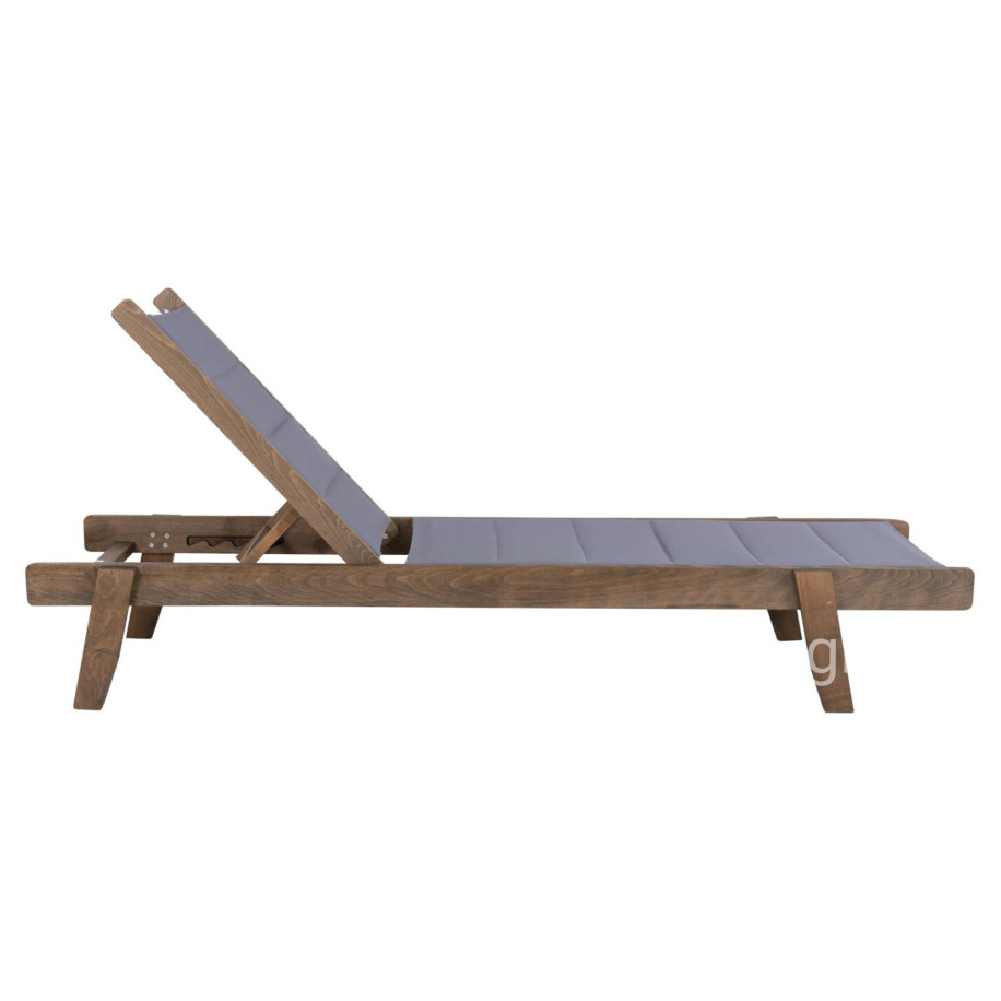 BEACH LOUNGER MILOS HM10685.02 BEECH WOOD IN WALNUT-GREY TEXTILENE CUSHION COVER 204x65x92,5Hcm.