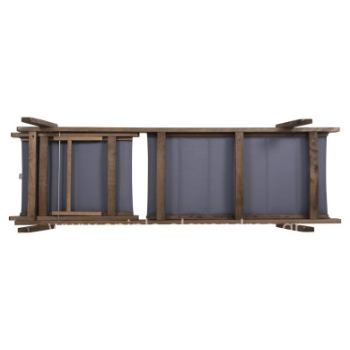 BEACH LOUNGER MILOS HM10685.02 BEECH WOOD IN WALNUT-GREY TEXTILENE CUSHION COVER 204x65x92,5Hcm.