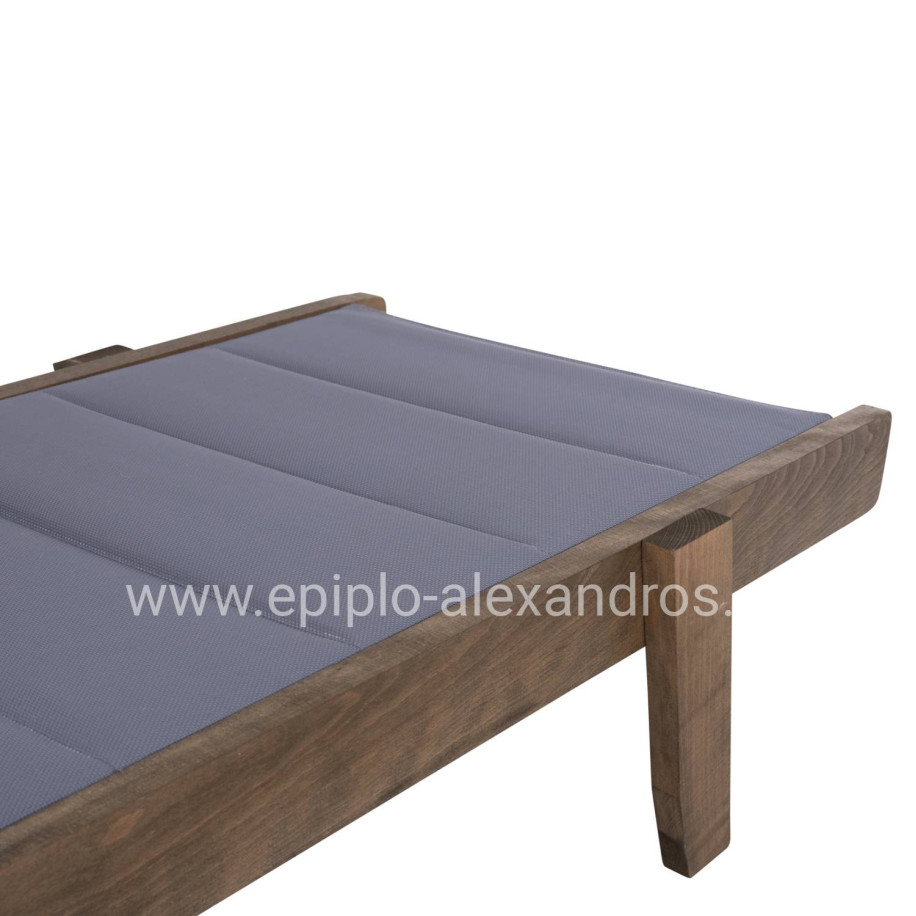 BEACH LOUNGER MILOS HM10685.02 BEECH WOOD IN WALNUT-GREY TEXTILENE CUSHION COVER 204x65x92,5Hcm.