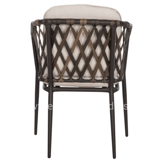 ALUMINUM ARMCHAIR BOLLY HM6080 BROWN FRAME-SYNTHETIC RATTAN IN BROWN-BEIGE CUSHIONS 58,5x67x86Hcm.