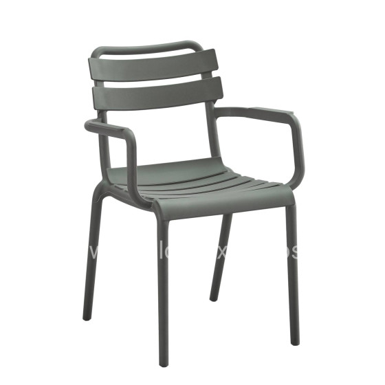 POLYPROPYLENE ARMCHAIR PHILLY HM6123.04 OLIVE GREEN 58,5x49x83,5Hcm.