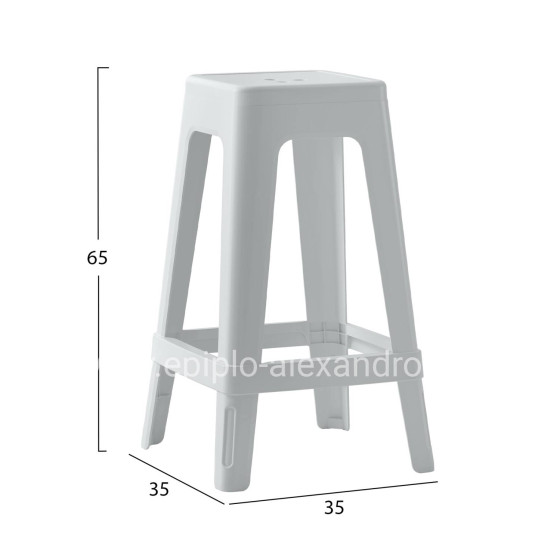 ΣΚΑΜΠΟ ΠΟΛΥΠΡΟΠΥΛΕΝΙΟΥ ΤΕΤΡΑΓΩΝΟ ZEB HM6128.01 ΛΕΥΚΟ 35x35x65Υεκ.