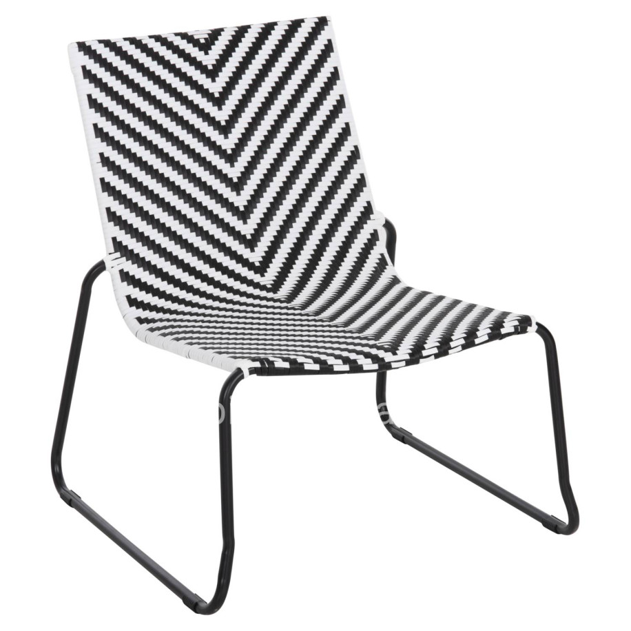 METAL CHAIR PONY HM6082 BLACK & WHITE SYNTHETIC RATTAN 66x68x75Hcm.