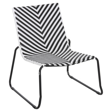 METAL CHAIR PONY HM6082 BLACK & WHITE SYNTHETIC RATTAN 66x68x75Hcm.