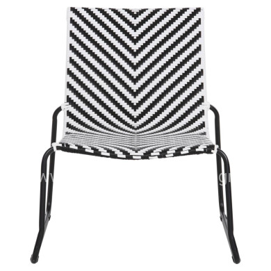 METAL CHAIR PONY HM6082 BLACK & WHITE SYNTHETIC RATTAN 66x68x75Hcm.