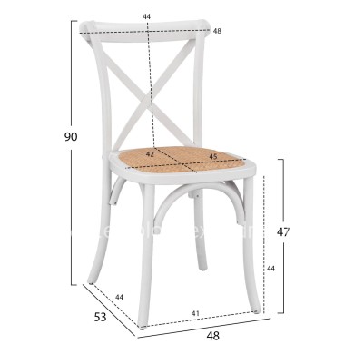 Wooden chair Owen Stackable from beech wood in white color with crossed back HM8575.14 48x53x90 cm