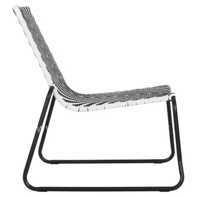 METAL CHAIR PONY HM6082 BLACK & WHITE SYNTHETIC RATTAN 66x68x75Hcm.