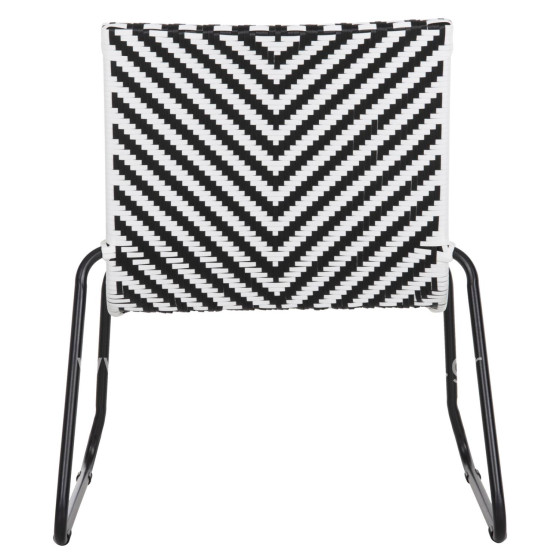 METAL CHAIR PONY HM6082 BLACK & WHITE SYNTHETIC RATTAN 66x68x75Hcm.