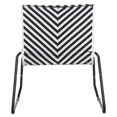 METAL CHAIR PONY HM6082 BLACK & WHITE SYNTHETIC RATTAN 66x68x75Hcm.