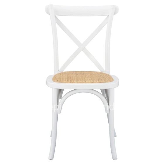 Wooden chair Owen Stackable from beech wood in white color with crossed back HM8575.14 48x53x90 cm