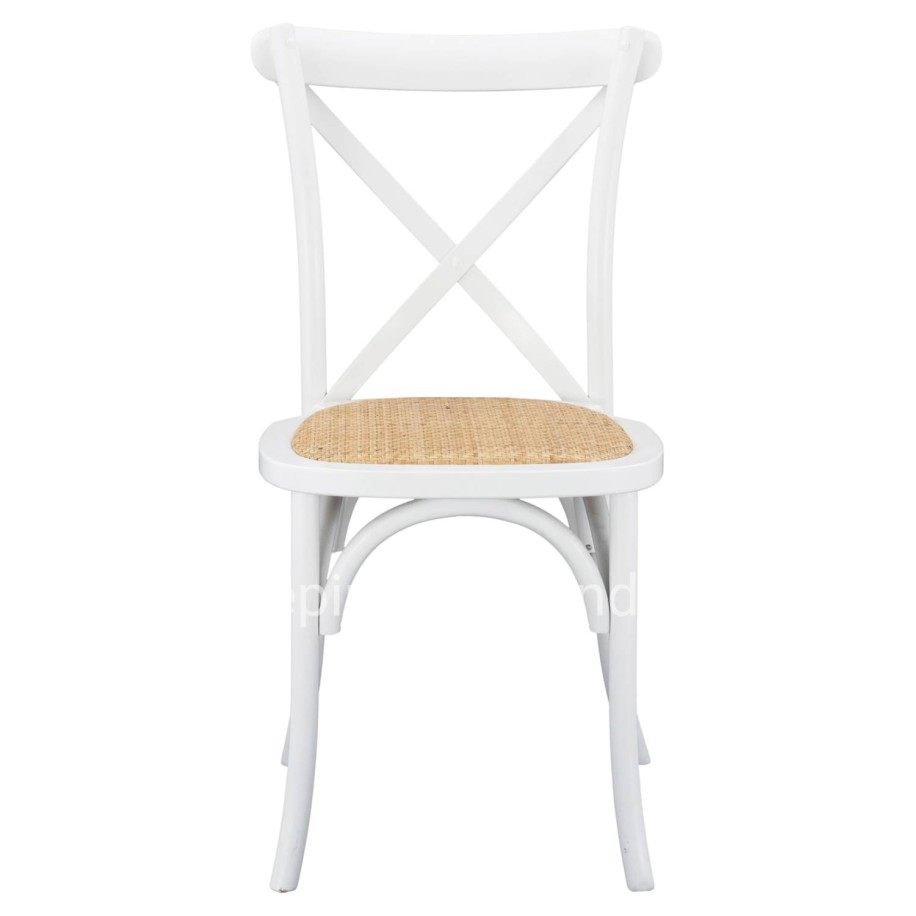 Wooden chair Owen Stackable from beech wood in white color with crossed back HM8575.14 48x53x90 cm