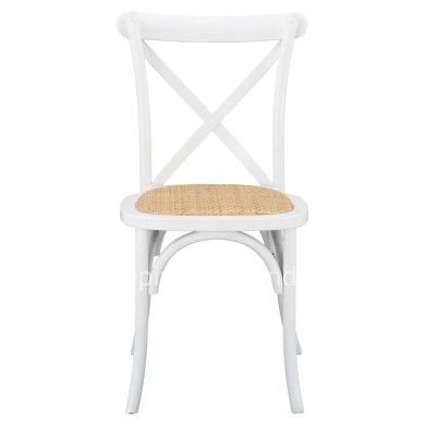 Wooden chair Owen Stackable from beech wood in white color with crossed back HM8575.14 48x53x90 cm