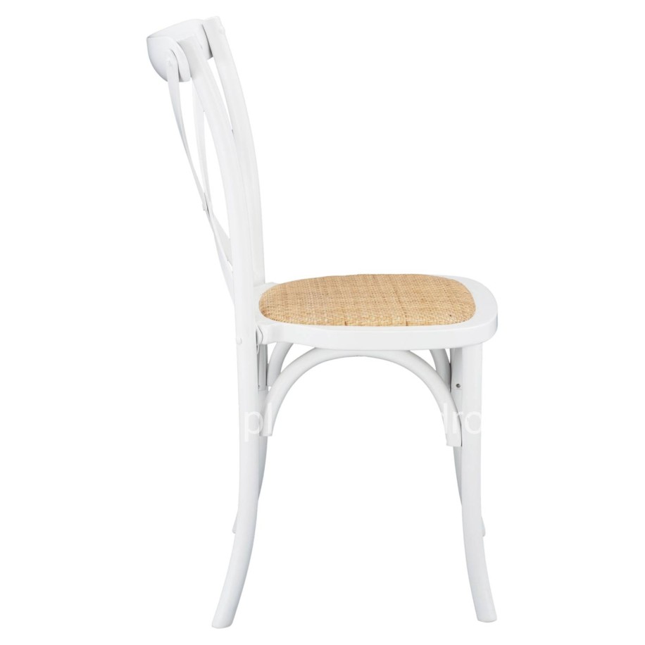Wooden chair Owen Stackable from beech wood in white color with crossed back HM8575.14 48x53x90 cm