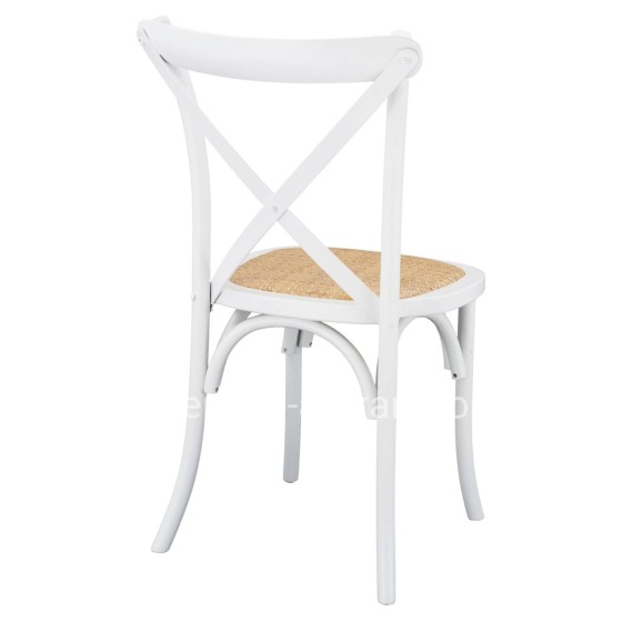 Wooden chair Owen Stackable from beech wood in white color with crossed back HM8575.14 48x53x90 cm