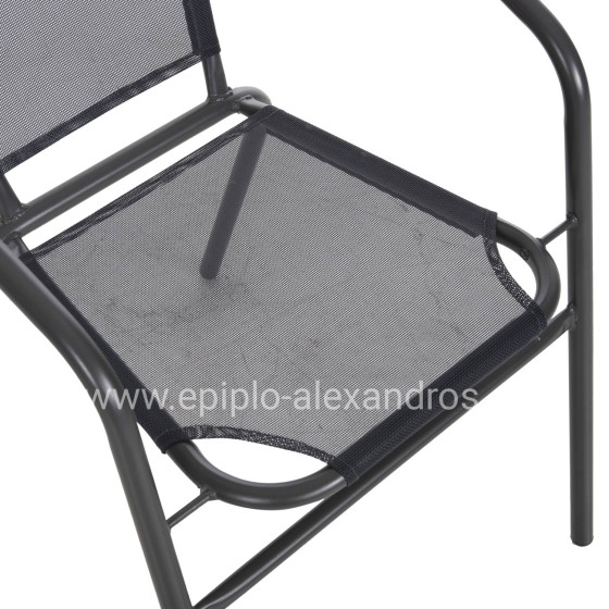 ARMCHAIR OUTDOOR LEDAN HM5977.01 METAL & TEXTILENE IN GREY 55x58x72Hcm.