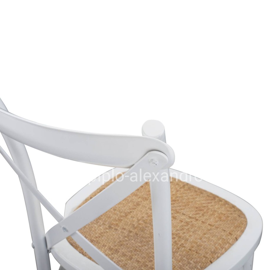 Wooden chair Owen Stackable from beech wood in white color with crossed back HM8575.14 48x53x90 cm