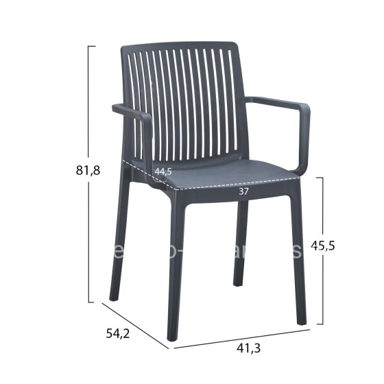 POLYPROPYLENE ARMCHAIR IDA HM6127.03 GREY 41,3x54,2x81,8Hcm.