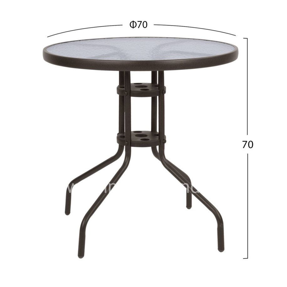 OUTDOOR SET 3PCS HM10712 BROWN METAL-SAFETY GLASS-BROWN TEXTILENE