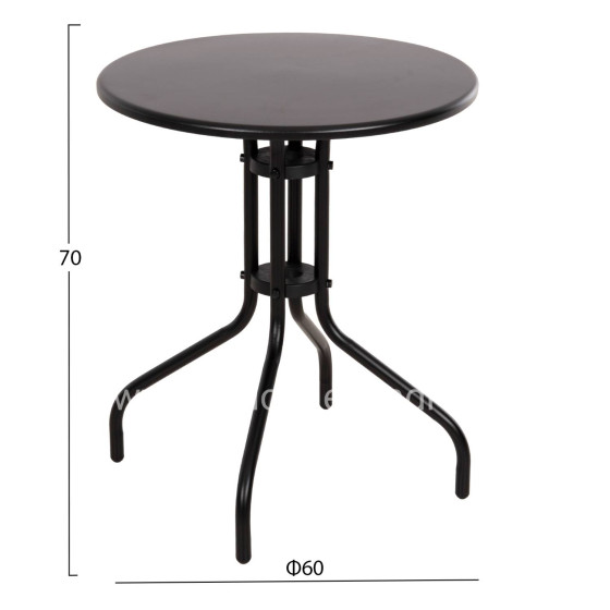 OUTDOOR ROUND TABLE BLACK HM5973.03 METALLIC IN BLACK Φ60x70Hcm.