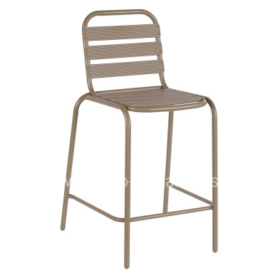 BAR STOOL MEDIUM HEIGHT LAURA HM6065.04 METAL FRAME AND ALUMINUM IN CHAMPAGNE COLOR 58.5x58x104H
