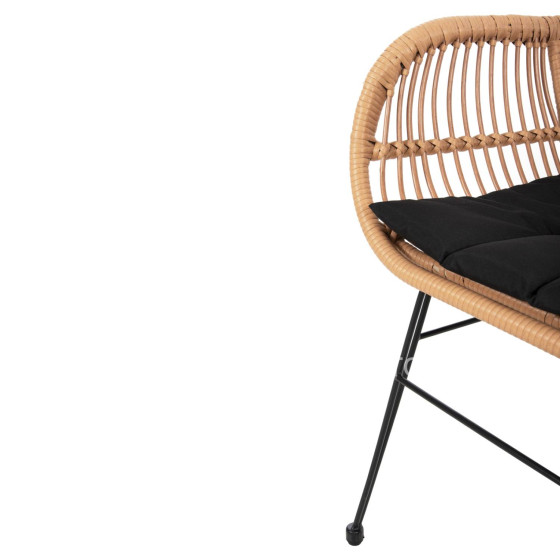 ARMCHAIR WITH SEAT CUSHION METAL FRAME ALLEGRA HM5450.31 BEIGE RATTAN IN WICKER 58x59x82H cm.m.