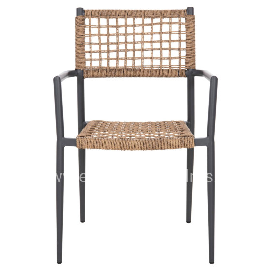 ARMCHAIR TRILAN HM6044.03 ALUMINUM IN ANTHRACITE-SYNTHETIC RATTAN IN NATURAL 57x59x85Hcm.