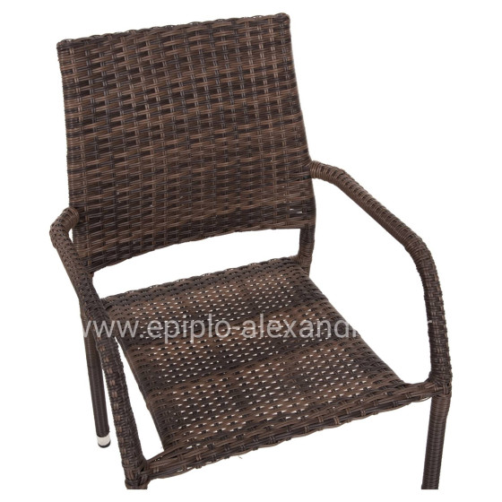 ARMCHAIR OUTDOOR MORNER HM6074.01 METAL-BROWN WICKER 55x58x87H