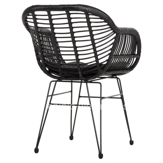 ARMCHAIR WITH SEAT CUSHION METAL FRAME ALLEGRA HM5450.32 BLACK RATTAN IN WICKER 58x59x82H