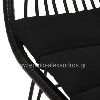 ARMCHAIR WITH SEAT CUSHION METAL FRAME ALLEGRA HM5450.32 BLACK RATTAN IN WICKER 58x59x82H