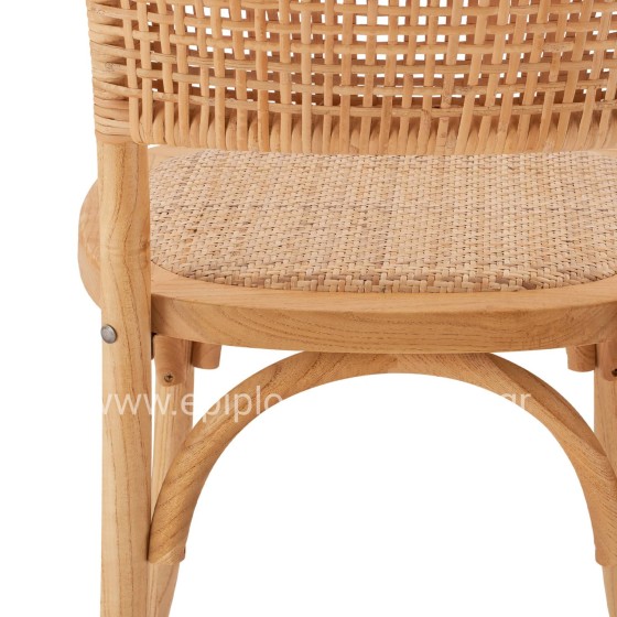 ΚΑΡΕΚΛΑ ΞΥΛΙΝΗ LIBERTY ΜΕ ΠΛΕΞΗ RATTAN ΣΕ ΦΥΣΙΚΗ ΑΠΟΧΡΩΣΗ HM8752.01 49x54x89 εκ.