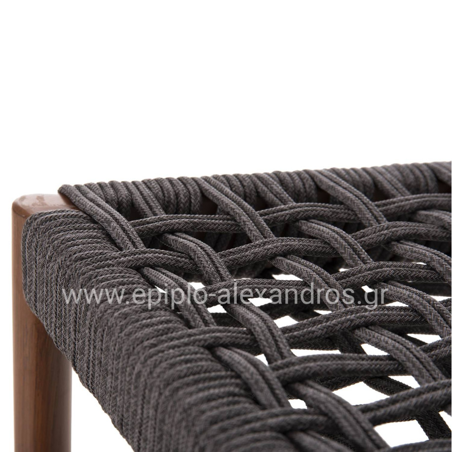 BAR STOOL MEDIUM HEIGHT EULO HM6087.01 ALUMINUM IN WALNUT-SYNTHETIC RATTAN IN GREY 60x60x99Hcm.