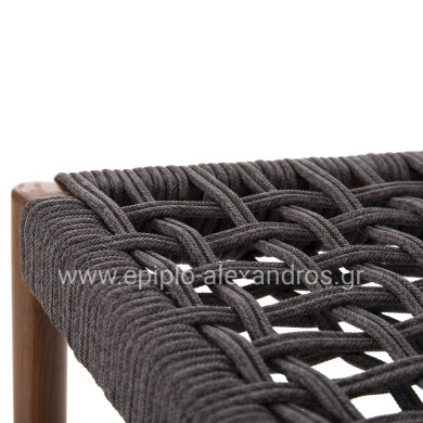 BAR STOOL MEDIUM HEIGHT EULO HM6087.01 ALUMINUM IN WALNUT-SYNTHETIC RATTAN IN GREY 60x60x99Hcm.
