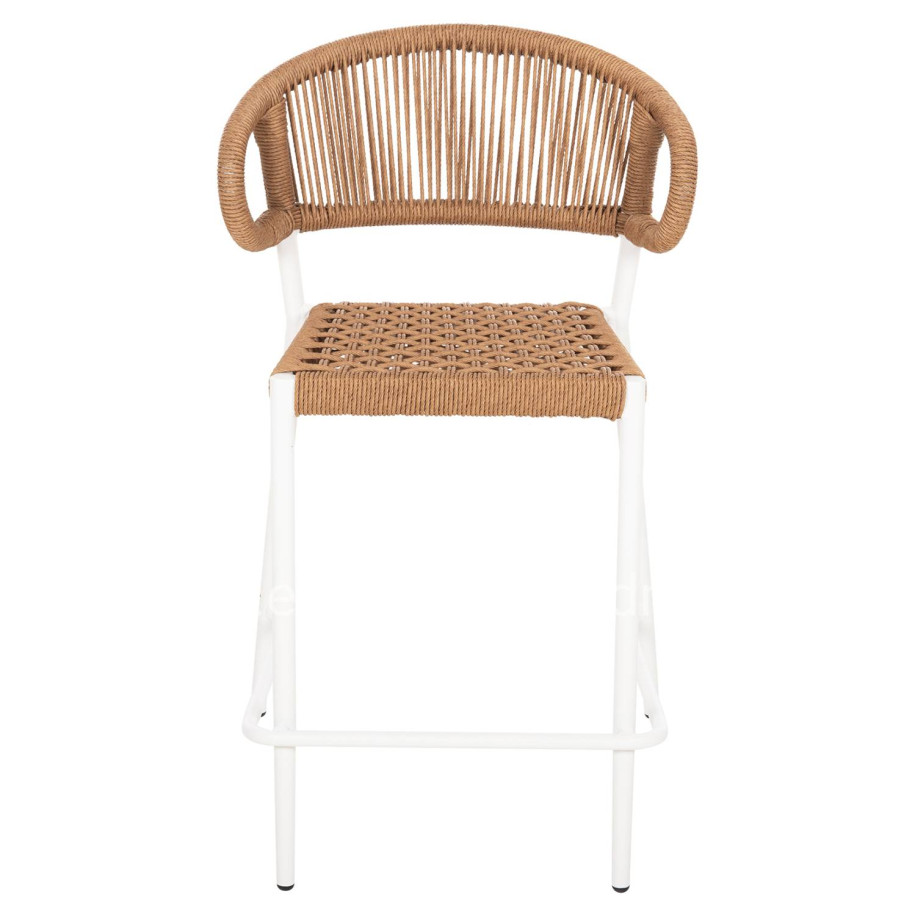 BAR STOOL MEDIUM HEIGHT EULO HM6087.02 ALUMINUM IN WHITE-SYNTHETIC RATTAN IN BEIGE 60x60x99Hcm.