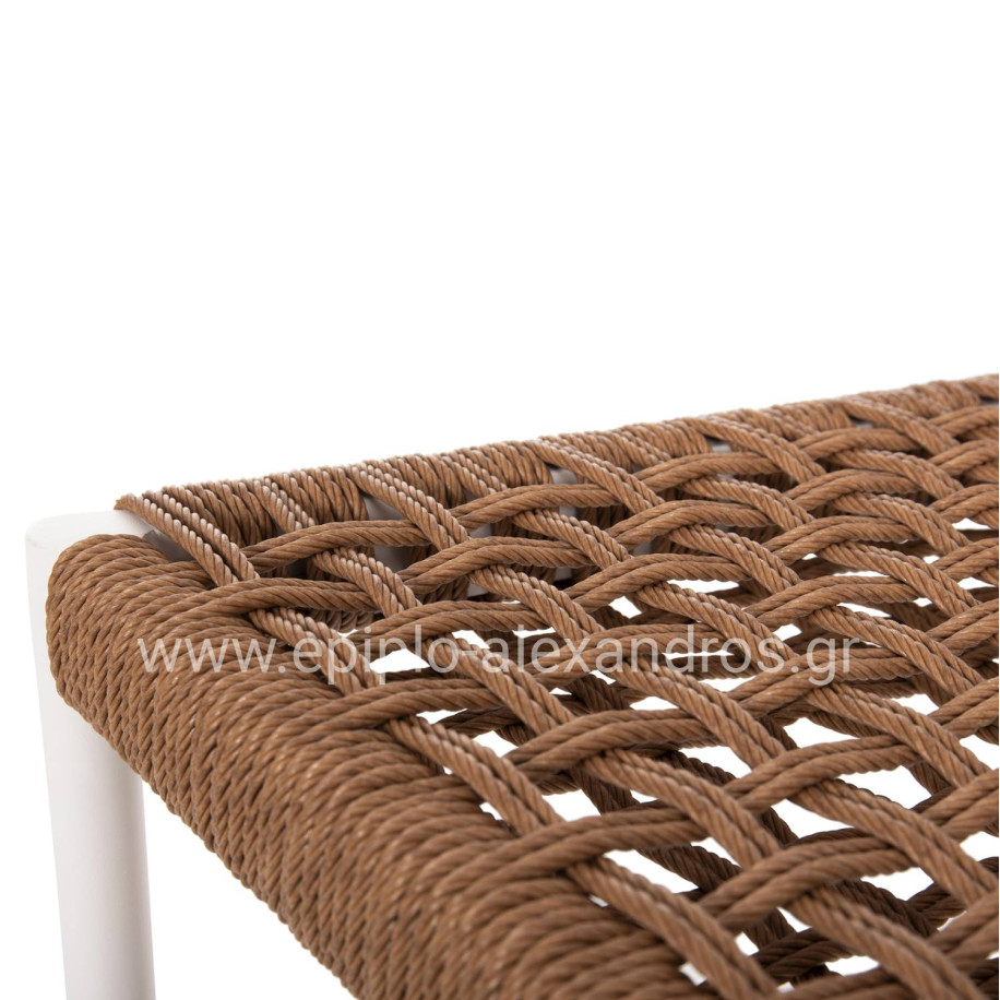 BAR STOOL MEDIUM HEIGHT EULO HM6087.02 ALUMINUM IN WHITE-SYNTHETIC RATTAN IN BEIGE 60x60x99Hcm.