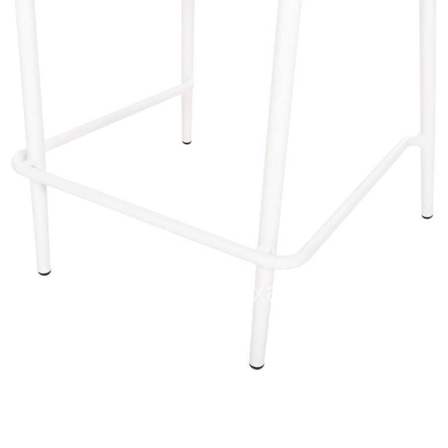 BAR STOOL MEDIUM HEIGHT EULO HM6087.02 ALUMINUM IN WHITE-SYNTHETIC RATTAN IN BEIGE 60x60x99Hcm.