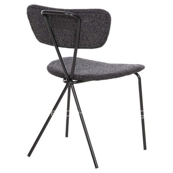 DINING CHAIR DORY HM9855.04 METAL FRAME IN BLACK-FABRIC IN DARK GREY 48,5x61x76Hcm.
