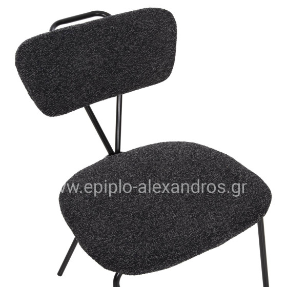 DINING CHAIR DORY HM9855.04 METAL FRAME IN BLACK-FABRIC IN DARK GREY 48,5x61x76Hcm.