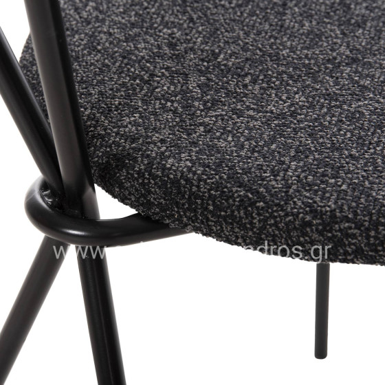 DINING CHAIR DORY HM9855.04 METAL FRAME IN BLACK-FABRIC IN DARK GREY 48,5x61x76Hcm.