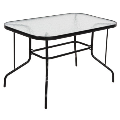 OUTDOOR METALLIC TABLE ADAM HM5679.03 BLACK WITH REINFORCED GLASS TOP 120Χ70Χ70Hcm.