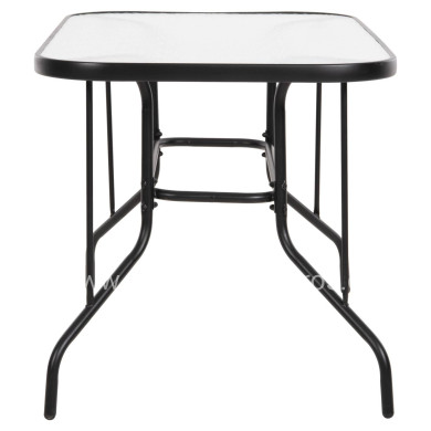 OUTDOOR METALLIC TABLE ADAM HM5679.03 BLACK WITH REINFORCED GLASS TOP 120Χ70Χ70Hcm.
