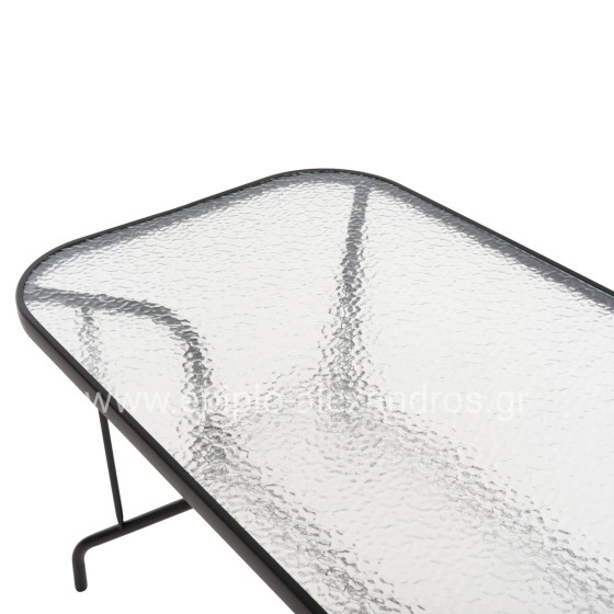 OUTDOOR METALLIC TABLE ADAM HM5679.03 BLACK WITH REINFORCED GLASS TOP 120Χ70Χ70Hcm.