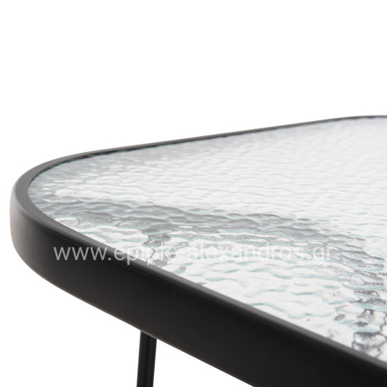 OUTDOOR METALLIC TABLE ADAM HM5679.03 BLACK WITH REINFORCED GLASS TOP 120Χ70Χ70Hcm.