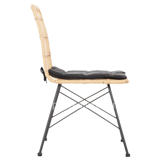 CHAIR OUTDOOR ALLEGRA HM5451.11 METAL & CUSHION BLACK- WICKER BEIGE 52x51.5x83.5Hcm.