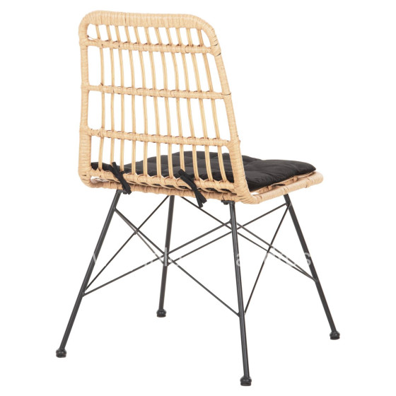CHAIR OUTDOOR ALLEGRA HM5451.11 METAL & CUSHION BLACK- WICKER BEIGE 52x51.5x83.5Hcm.