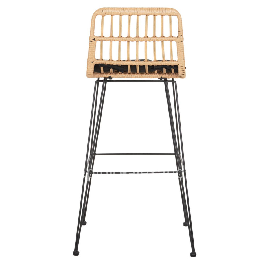 BAR STOOL OUTDOOR ALLEGRA HM5452.11 METAL&CUSHION IN BLACK-BEIGE WICKER 52x51x103H cm.