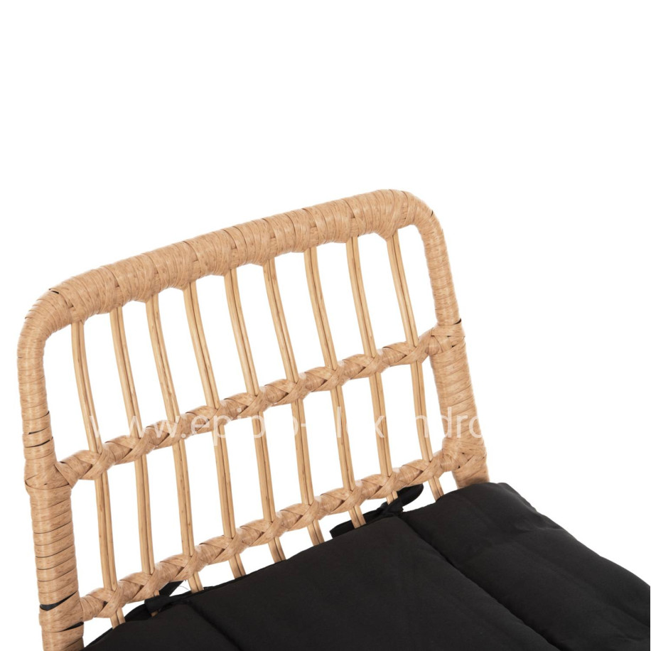 BAR STOOL OUTDOOR ALLEGRA HM5452.11 METAL&CUSHION IN BLACK-BEIGE WICKER 52x51x103H cm.