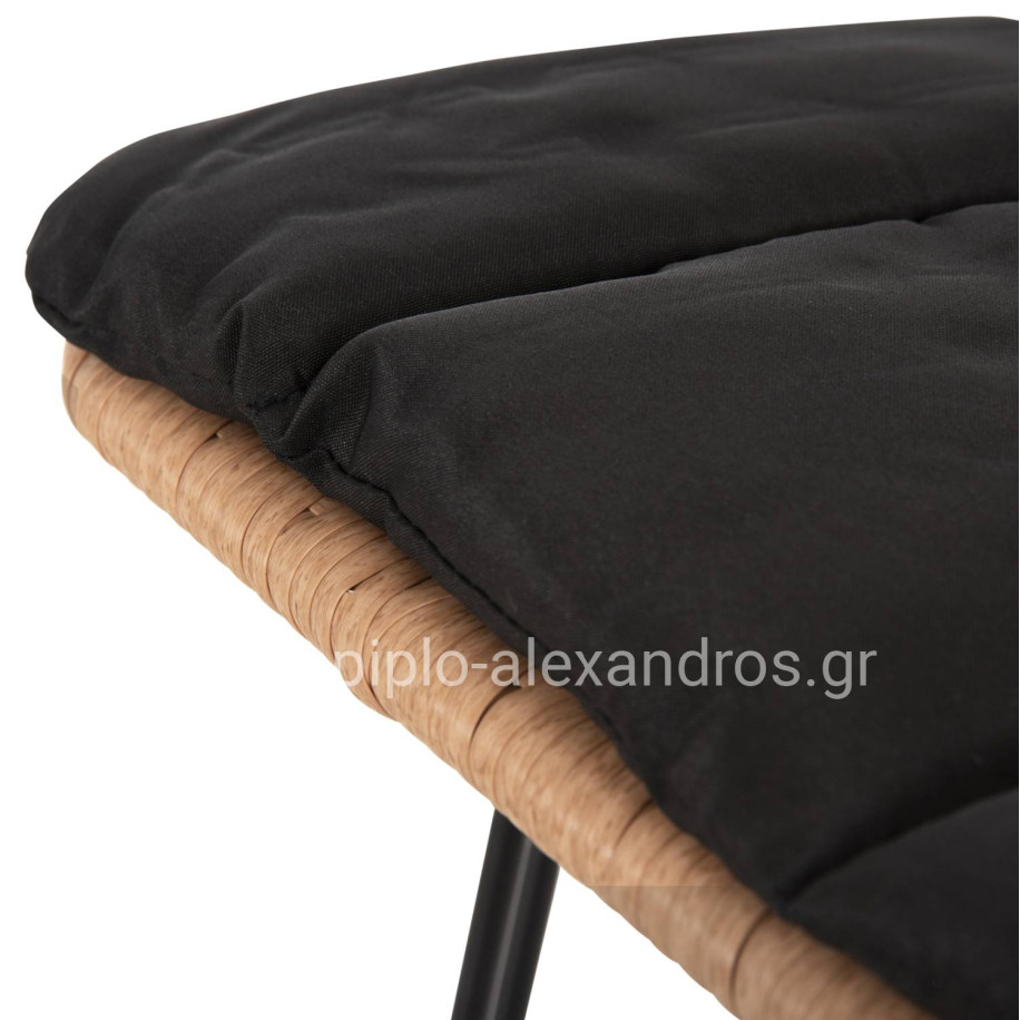 BAR STOOL OUTDOOR ALLEGRA HM5452.11 METAL&CUSHION IN BLACK-BEIGE WICKER 52x51x103H cm.