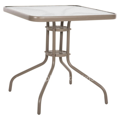 OUTDOOR TABLE SQUARE FIGO HM5036.04 CHAMPAGNE METAL-GLASS TABLETOP 70Χ70Χ72.5Hcm